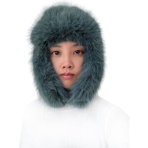 Women's Dark Green Faux Fur Ski Trooper Winter With Earflap Classic Ushanka Cap